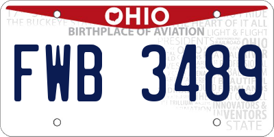 OH license plate FWB3489