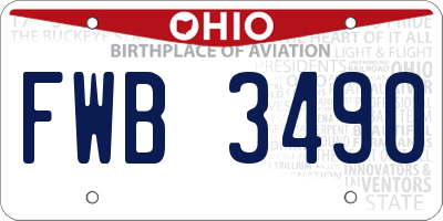 OH license plate FWB3490