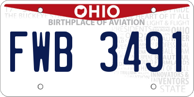 OH license plate FWB3491