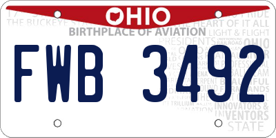 OH license plate FWB3492