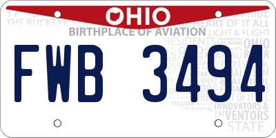 OH license plate FWB3494