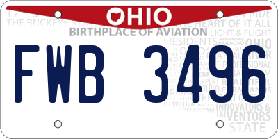 OH license plate FWB3496