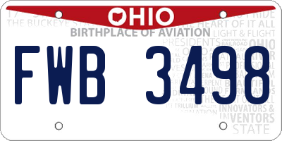 OH license plate FWB3498