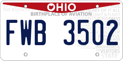 OH license plate FWB3502