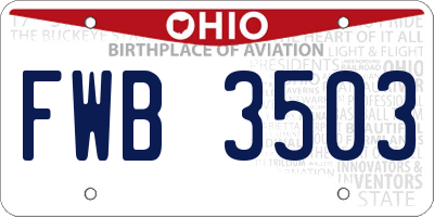 OH license plate FWB3503