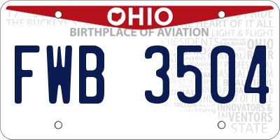 OH license plate FWB3504