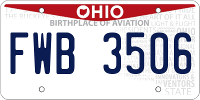 OH license plate FWB3506