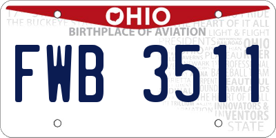 OH license plate FWB3511