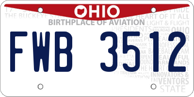 OH license plate FWB3512