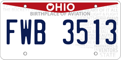 OH license plate FWB3513