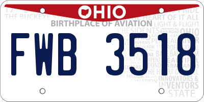 OH license plate FWB3518