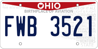 OH license plate FWB3521