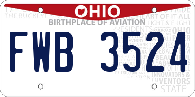 OH license plate FWB3524