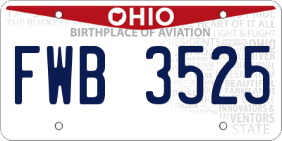 OH license plate FWB3525