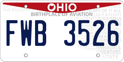 OH license plate FWB3526