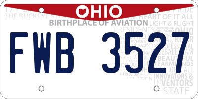 OH license plate FWB3527