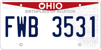 OH license plate FWB3531