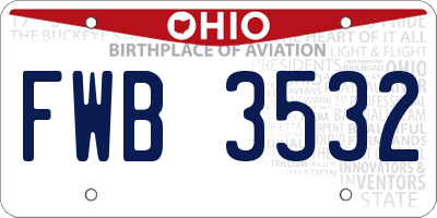 OH license plate FWB3532