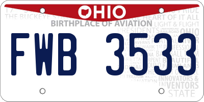 OH license plate FWB3533