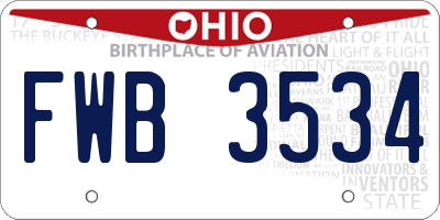 OH license plate FWB3534