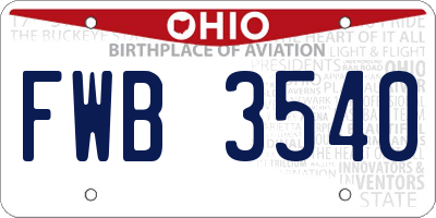 OH license plate FWB3540