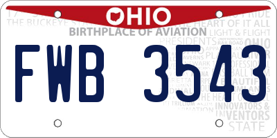 OH license plate FWB3543