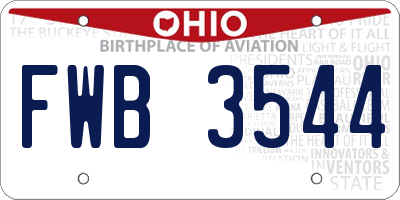 OH license plate FWB3544