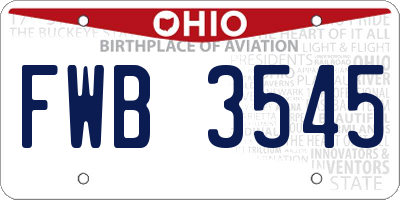 OH license plate FWB3545