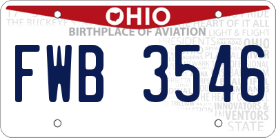 OH license plate FWB3546