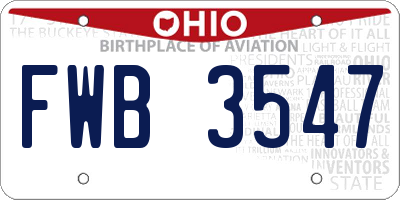 OH license plate FWB3547