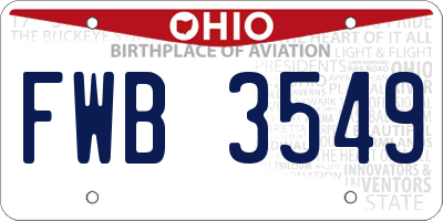 OH license plate FWB3549