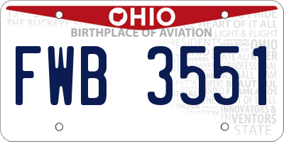 OH license plate FWB3551