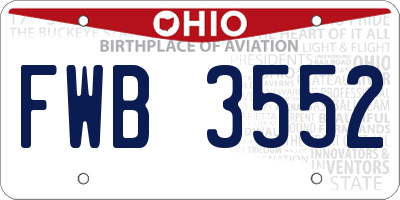 OH license plate FWB3552