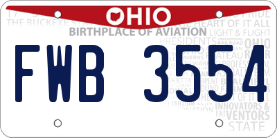 OH license plate FWB3554