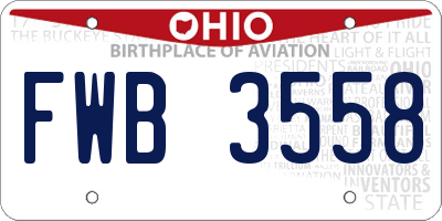 OH license plate FWB3558