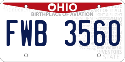 OH license plate FWB3560