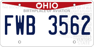 OH license plate FWB3562