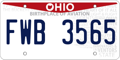 OH license plate FWB3565