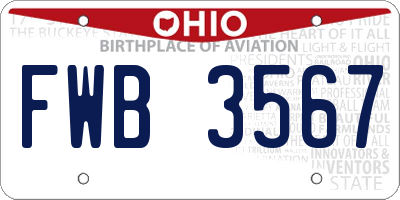 OH license plate FWB3567