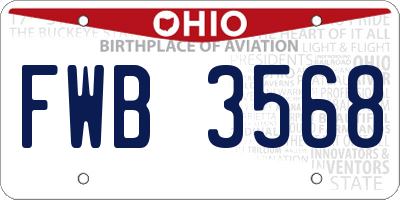 OH license plate FWB3568