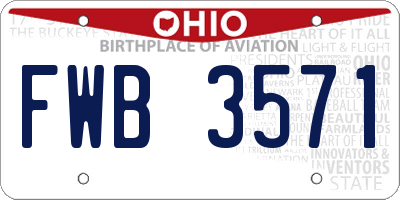 OH license plate FWB3571