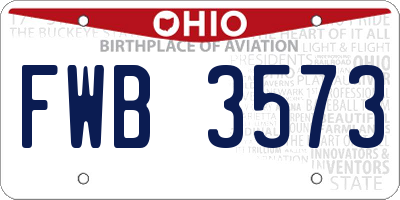 OH license plate FWB3573