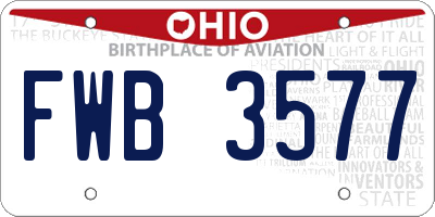 OH license plate FWB3577