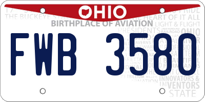 OH license plate FWB3580