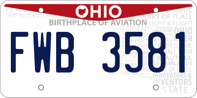 OH license plate FWB3581