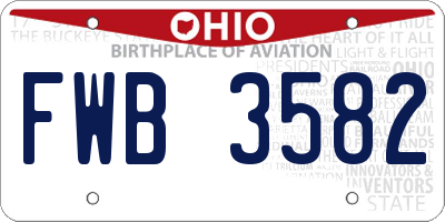 OH license plate FWB3582