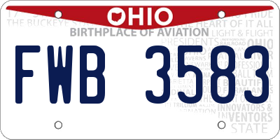 OH license plate FWB3583