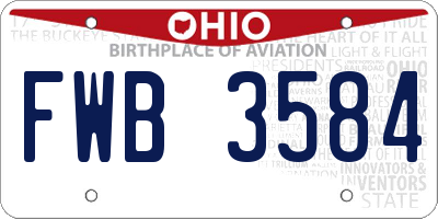 OH license plate FWB3584