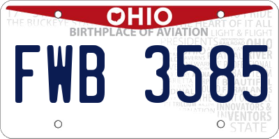 OH license plate FWB3585