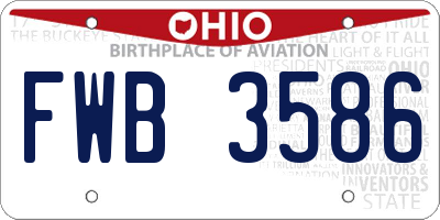 OH license plate FWB3586